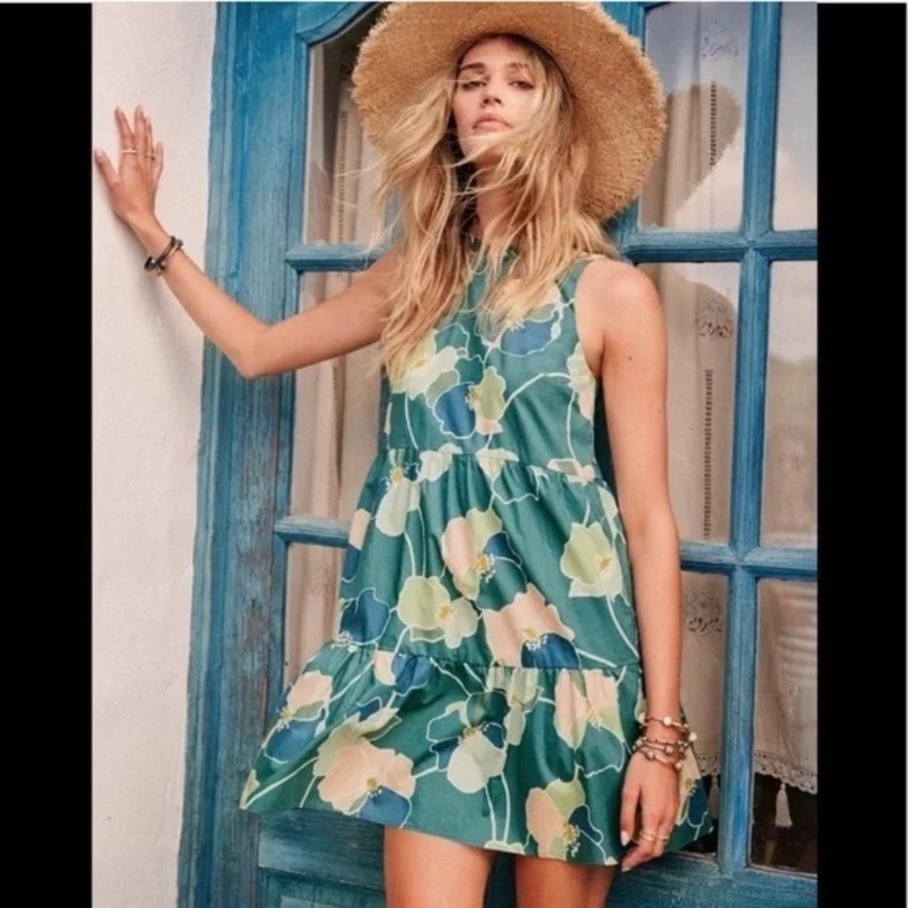 Sezane Alexandra Dress, size 38, green flower print